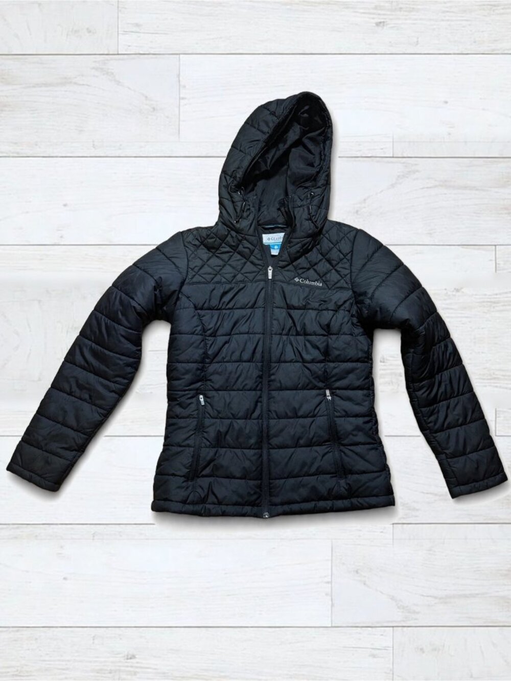 Columbia Black Hooded Quilted Puffer Jacket S